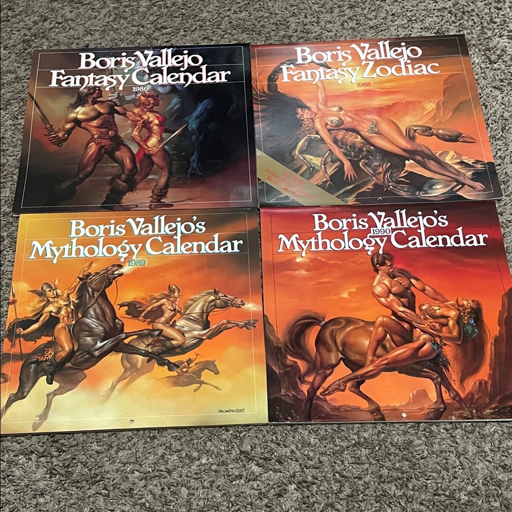 Boris Vallejo Fantasy and Mythology Calendars Year 1986,1988,1989 and 1990
